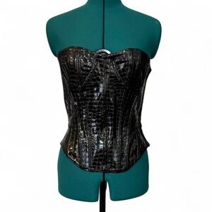 Vintage Cadolle Création Paris black patent leather corset 90s goth fetish